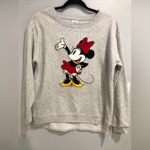 NWT Disney Minnie Mouse Women's Crew Neck Sweatshirt Embroidered Grey  Size XL